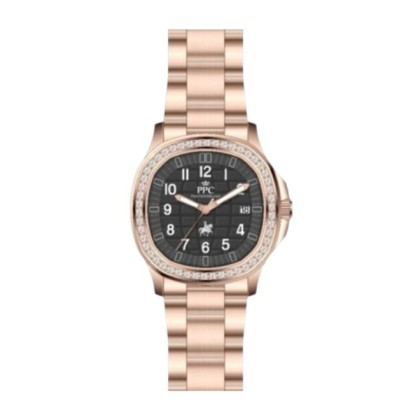 Paris Polo Club PPC-EJ03-RG-BK Crystal-Embellished Bezel Women Watch